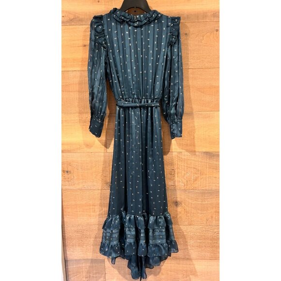 NEW MISA Gabriella Asymmetric Striped Wrap Midi-Dress SIZE XS - Picture 9 of 13